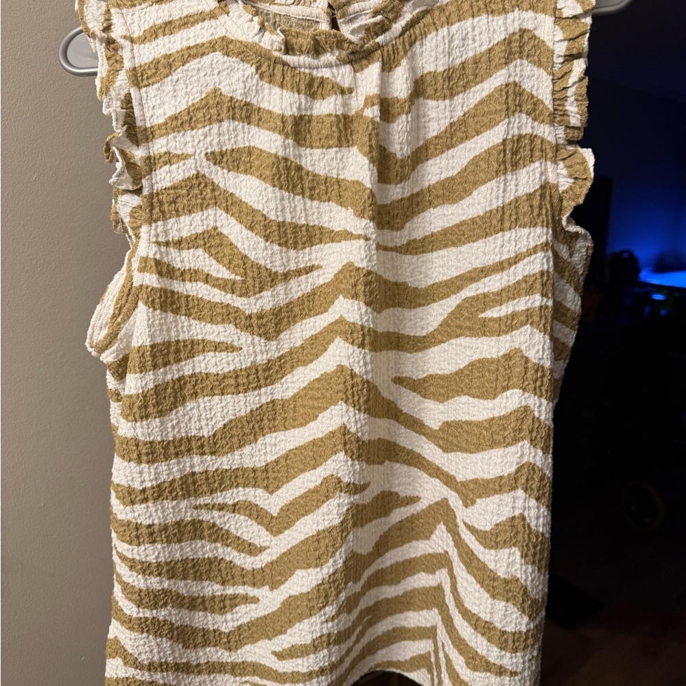 LOFT Zebra Print Ruffle Sleeve Blouse